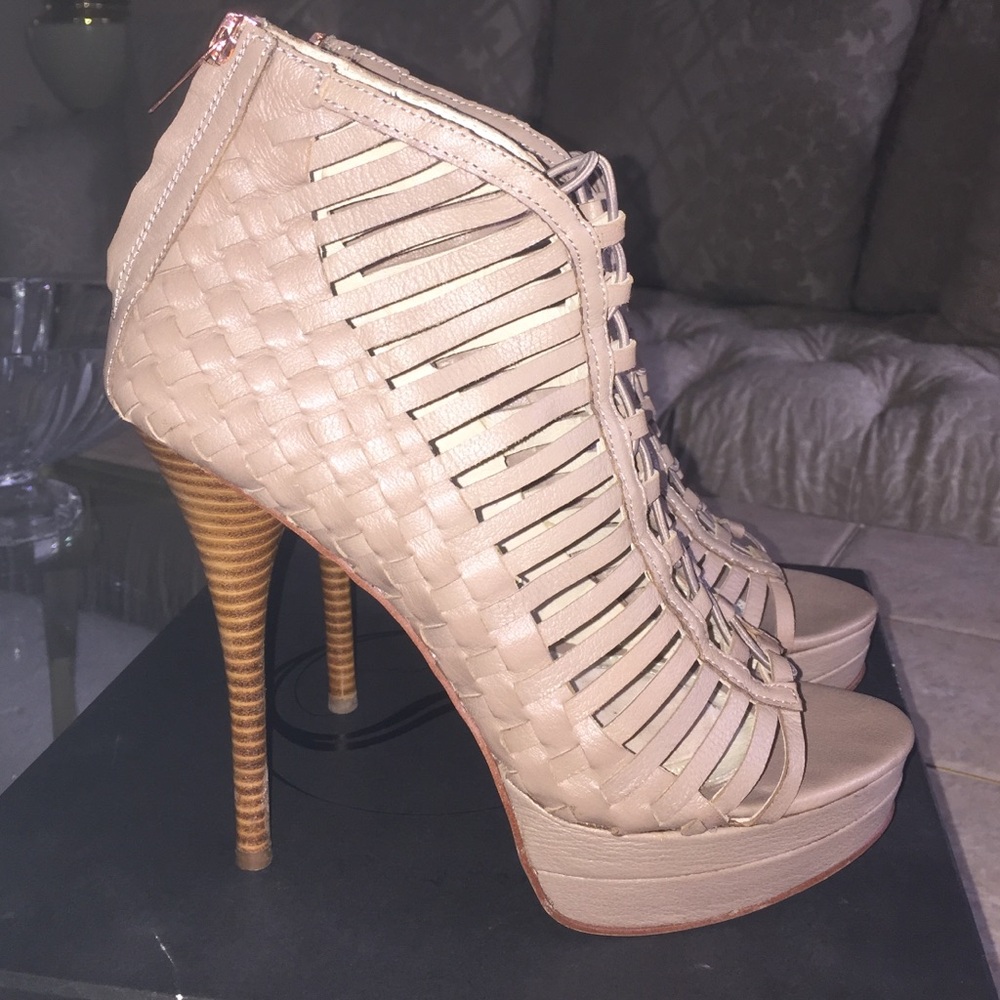 Elegant Beige Strappy Heels
